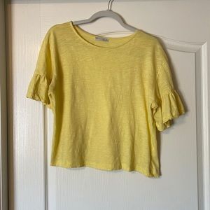 Zara yellow flutter sleeve top